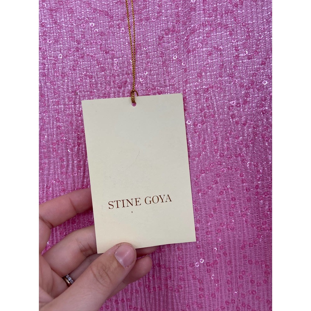 Stine Goya Amelia Dusty Pink Sequin Babydoll Puff Sleeve Midi Dress NWT - Picture 4 of 10
